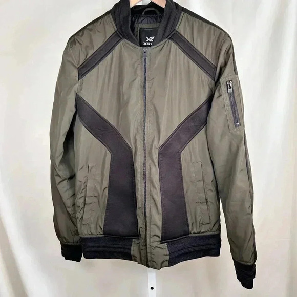 XRay Size Medium Bomber Jacket Green Moto Streetwear Color Block - Picture 1 of 11